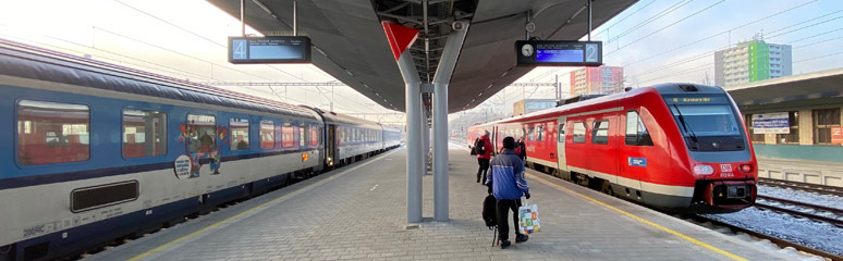 Changing trains at Cheb station