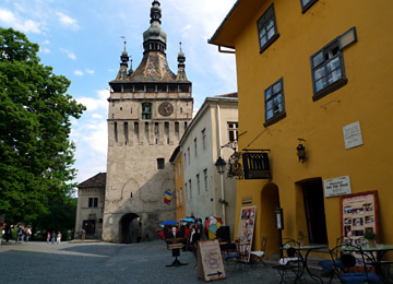 Clocktower & Vlad the Impaler's birthplace at Sighisoara, Romania