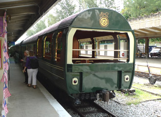 The Eastern & Oriental Express's observation car at the end of the train, at Singapore station