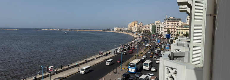 Alexandria's corniche seen from the Cecil Hotel