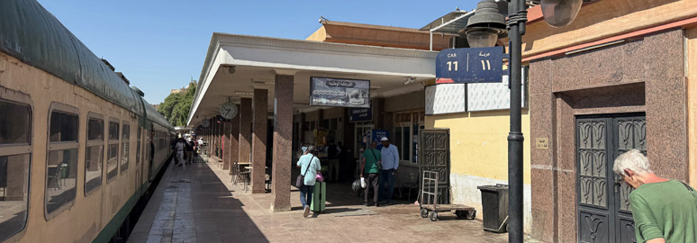 Abela sleeper train 86 arrived at Aswan, main platform.