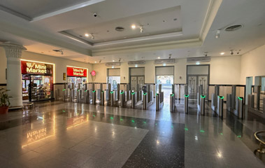 Ticket gates & doors onto the platform for Luxor and Aswan