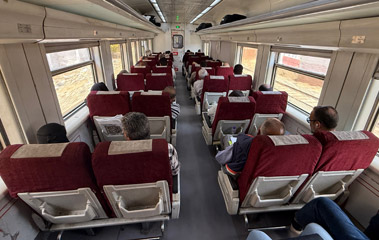 2nd class seats on an Egyptian express train from Cairo to Alexandria