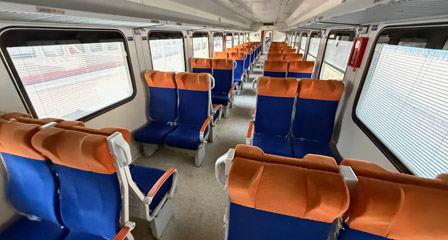 air-conditioned 3rd class seats on a Russian train in Egypt