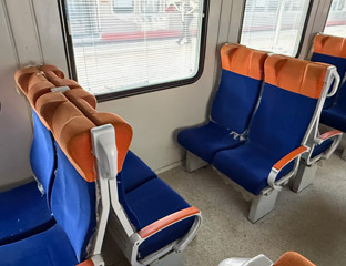air-conditioned 3rd class seats on a Russian train in Egypt