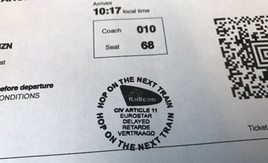 Eurostar's HOTNAT  CIV ticket stamp