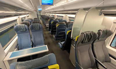 Standard class seats on a refurbished e300 Eurostar