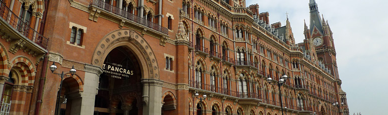 The gothic facade of London St Pancras