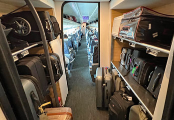 Luggage racks on a Alfa Pendular train from Lisbon to Porto