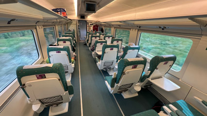 Comfort class seats on the Santander-Madrid Alvia train 