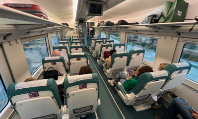 Standard class seats on the Santander-Madrid Alvia train 