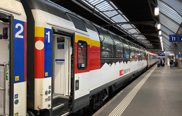 Swiss panorama car on the Transalpin from Zurich to Innsbruck