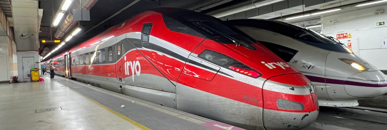 Iryo high-speed train from Madrid to Barcelona on test