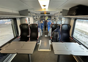 Seating on the Serbian electric train, Belgrade-Nis