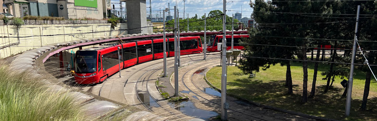 The tram pit, seen from the forecourt