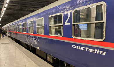 Couchette car on sleeper train