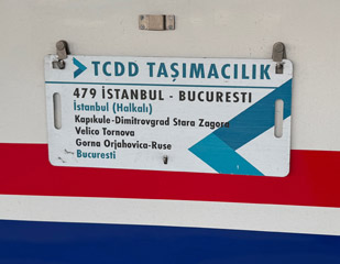 Bucharest to Istanbul train destination plate