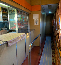 Buffet counter on the Bucharest to Chisinau train