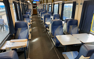 Restaurant car on the Budapest-Warsaw EuroCity train