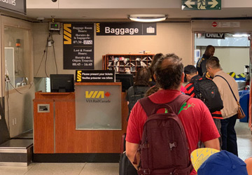 VIA Rail baggage desk at Toronto