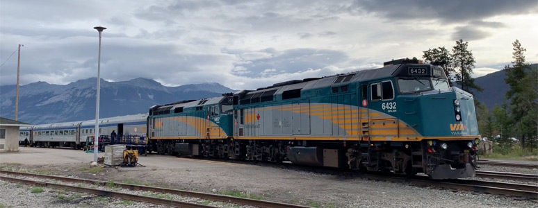 Locomotives on train 1 at Jasper