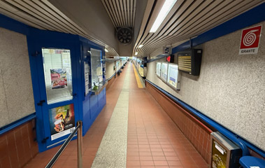 Platforms at Domodossola showing steps down to the Centovalli Railway