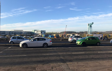 Arriving at Clydebank station