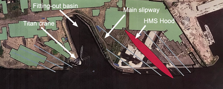 Plan of slipways at John Browns of Clydebank
