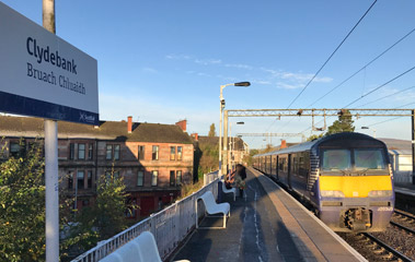 Arriving at Clydebank station