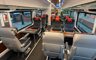 1st class seats on a Prague to Berlin Comfortjet train