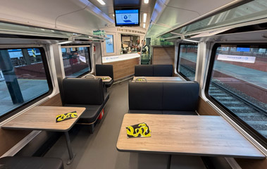 Restaurant car on a Prague to Berlin Comfortjet train