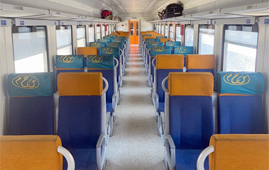 air-conditioned 3rd class seats on a Russian train in Egypt