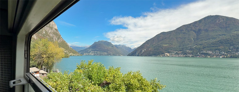 Lake Lugano seen from the European Sleeper to Milan
