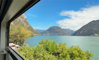 Lake Lugano seen from the European Sleeper to Milan