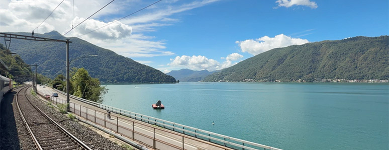 Lake Lugano seen from the European Sleeper to Milan