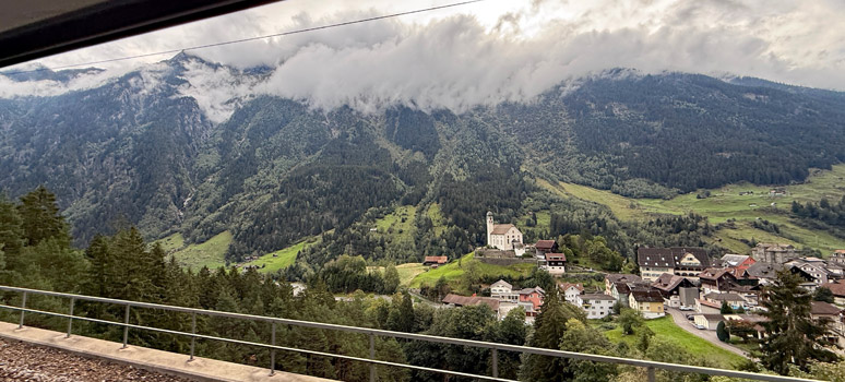 Church at Wassen, seen from the European Sleeper to Milan
