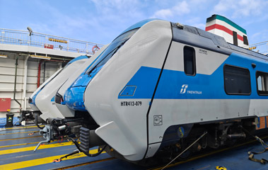 Hitachi Intercity train from Rome to Sicily on the ferry