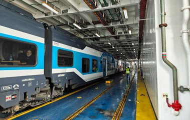 Hitachi Intercity train from Rome to Sicily on the ferry