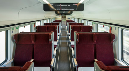 Economy class seats in a new generation railjet
