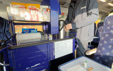 Refreshment trolley on train from Inverness to Thurso