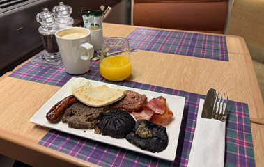 Breakfast on the London-Inverness Caledonian Sleeper