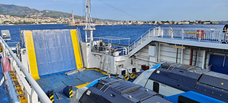 Intercity train to Sicily on board the ferry