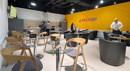 Inside the Regiojet lounge at Vienna Hauptbahnhof