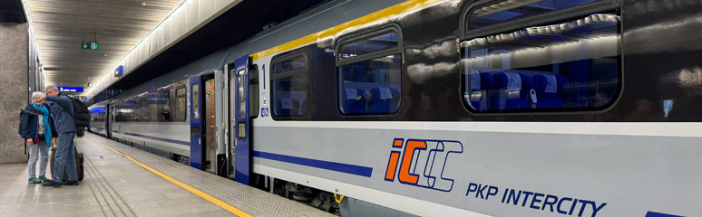 EuroCity train arrived at Warsaw Centralna