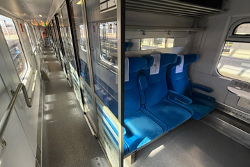 2nd class compartment on the train from Warsaw to Mockava