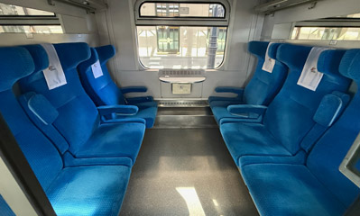 2nd class compartment on the train from Warsaw to Mockava