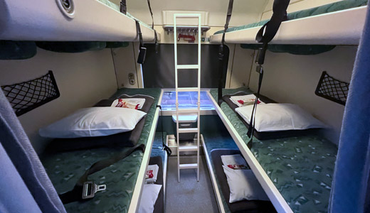 6-berth couchettes on Zurich to Zagreb train